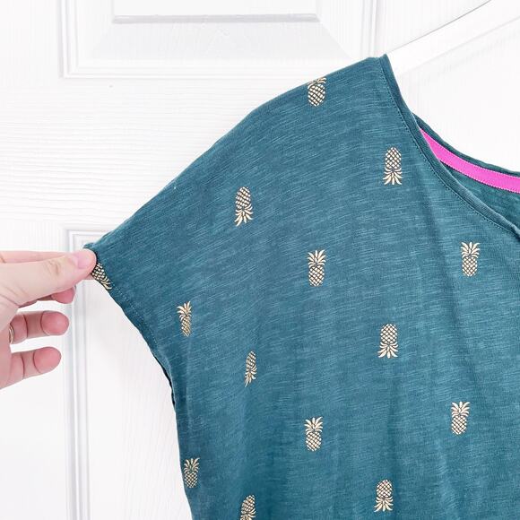 Boden Paulina Jersey Knit Dress in Golden Foil Pineapple Print - Picture 3 of 7